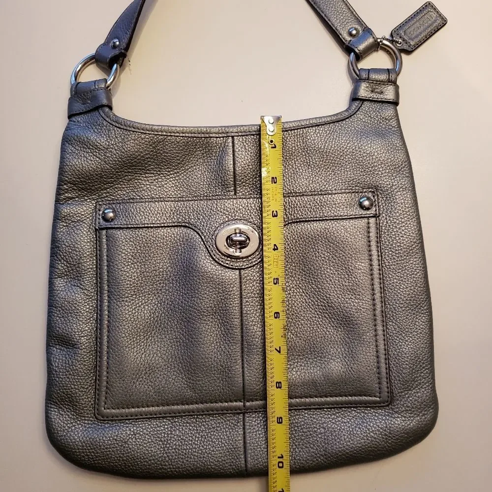 Coach Metallic Crossbody Silver Pewter Mid Size - Picture 4 of 16